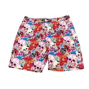 Hreski Board Shorts Mens 36 Multicolor Skull Tattoo Print Graphic Swim Trunks